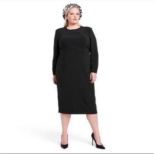 NWT Sergio Hudson x Target Black Strong Shoulder Midi Dress